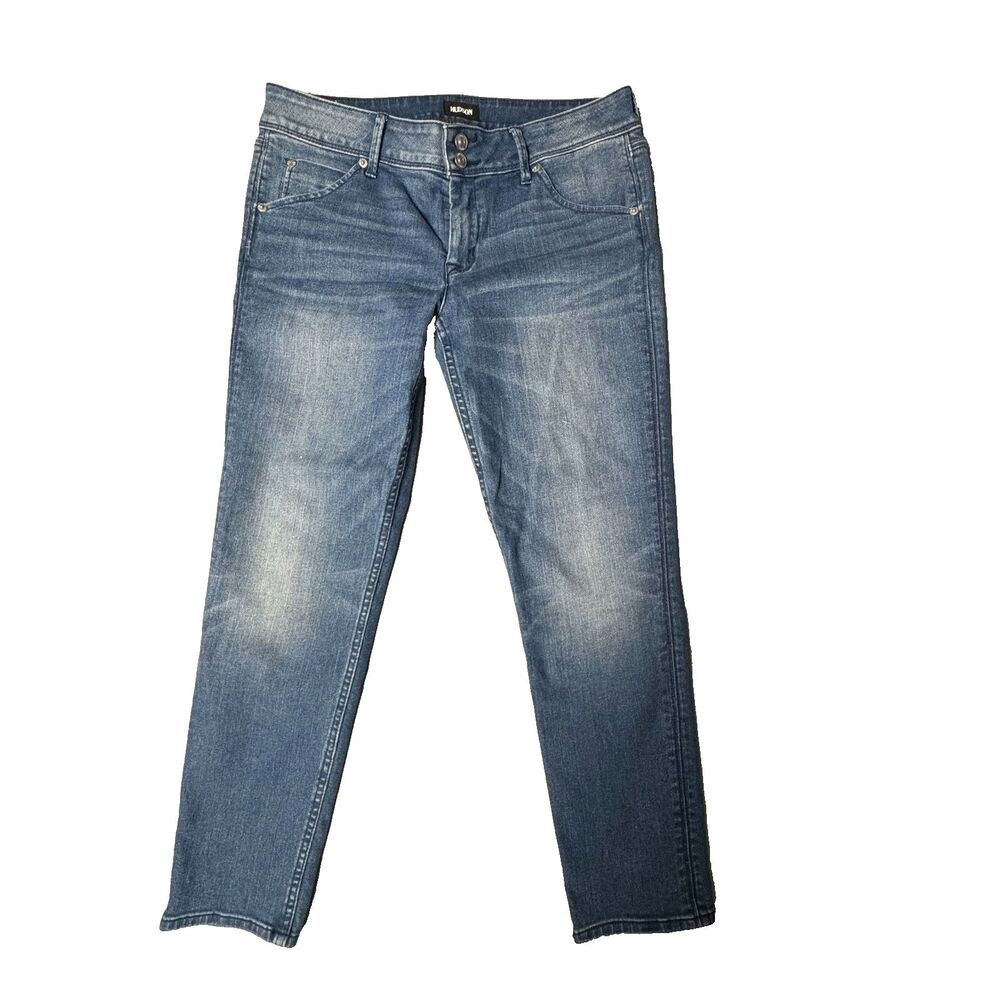 Hudson Womens Jeans Size 30 Stretch Straight Leg Cropped Medium Wash Denim - Picture 2 of 13